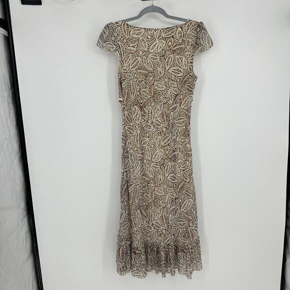 Y2K Sangria Silk Dress Beaded Babydoll Floral Boho Fairy Read Women’s XS-S Cream - Picture 10 of 13